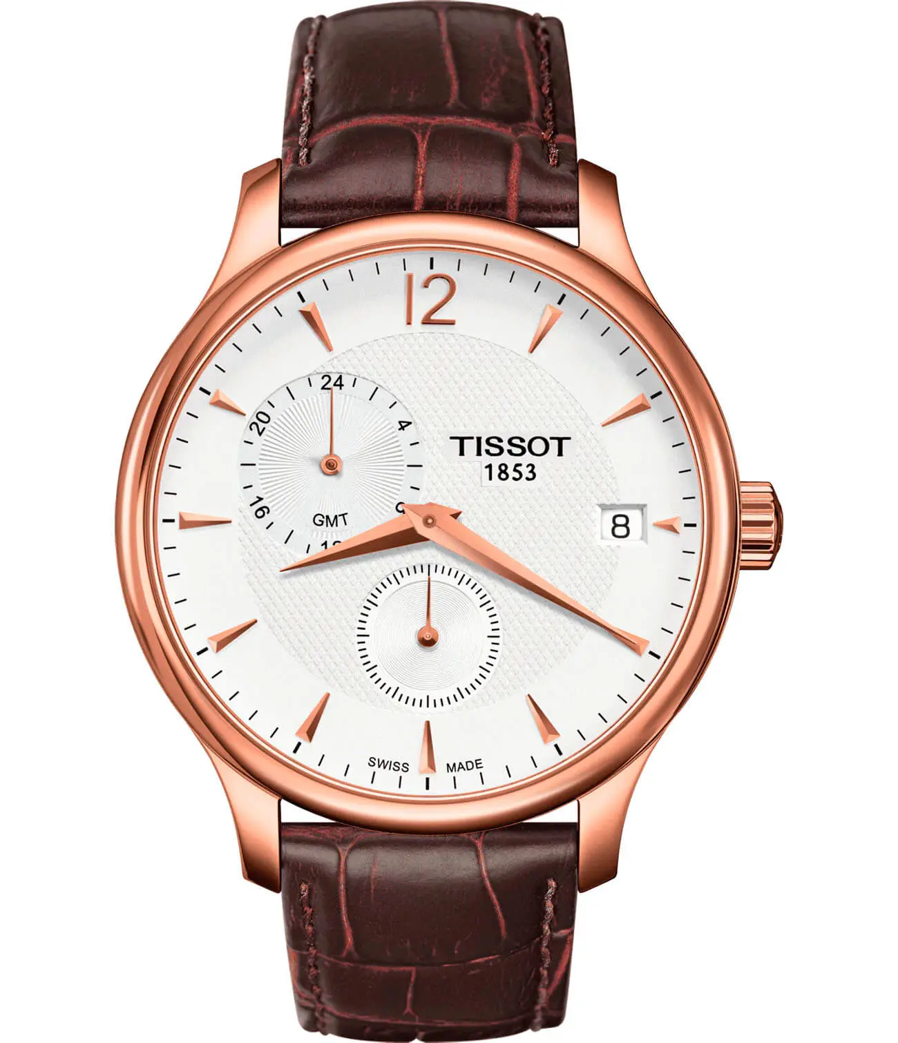 Часы Tissot Tradition GMT T0636393603700 купить в Таганроге по цене 72821  RUB: описание, характеристики