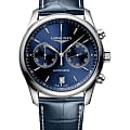 Longines Longines Master Collection L2.629.4.92.0  L26294920 механические мужские часы синий циферблат, браслет кожаный — вид спереди