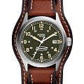 Fossil Fossil Defender FS5974  FS5974 кварцевые мужские часы зеленый циферблат, браслет кожаный — вид спереди