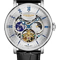 Stuhrling Stuhrling Majestic 1015.01  1015.01 механические мужские часы серебристый циферблат, браслет кожаный — вид спереди