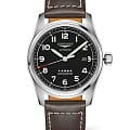 Longines Longines Spirit L3.811.4.53.0  L38114530 механические мужские часы черный циферблат, браслет кожаный — вид спереди
