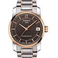 Tissot Tissot T-Classic Titanium T087.207.55.297.00 Tradition T0872075529700 механические женские часы коричневый циферблат, браслет титановый c pvd покрытием — вид спереди