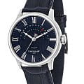 Earnshaw Earnshaw ES-8077-05  ES-8077-05 кварцевые мужские часы  синий циферблат, браслет кожаный — вид спереди