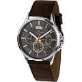 Jacques Lemans Jacques Lemans 1-1542H  1-1542H кварцевые мужские часы  черный циферблат, браслет кожаный — вид спереди