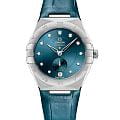 Omega Omega Constellation 131.13.34.20.53.001  13113342053001 механические женские часы синий циферблат, браслет кожаный — вид спереди
