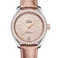 Omega Omega Seamaster Aqua Terra 220.28.34.20.59.001 Aqua Terra 22028342059001 механические женские часы бежевый циферблат, браслет кожаный — вид спереди