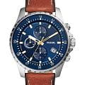 Fossil Fossil Dillinger FS5675  FS5675 кварцевые мужские часы синий циферблат, браслет кожаный — вид спереди