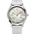 Omega Omega De Ville Mini Tresor 428.15.36.60.02.001   42815366002001 кварцевые женские часы серебристый циферблат, браслет нержавеющая сталь — вид спереди