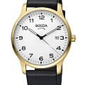 Boccia Titanium Boccia Titanium 3620-08  3620-08 кварцевые мужские часы белый циферблат, браслет кожаный — вид спереди