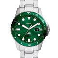 Fossil Fossil Blue FS6033  FS6033 кварцевые мужские часы зеленый циферблат, браслет нержавеющая сталь — вид спереди