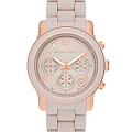 Michael Kors Michael Kors Runway MK7386  MK7386 кварцевые женские часы розовый циферблат, браслет нержавеющая сталь с pvd-покрытием + силикон — вид спереди