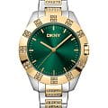 DKNY DKNY Park Ave Glitz DK1L019M0065  DK1L019M0065 кварцевые женские часы зеленый циферблат, браслет нержавеющая сталь с ip-покрытием — вид спереди